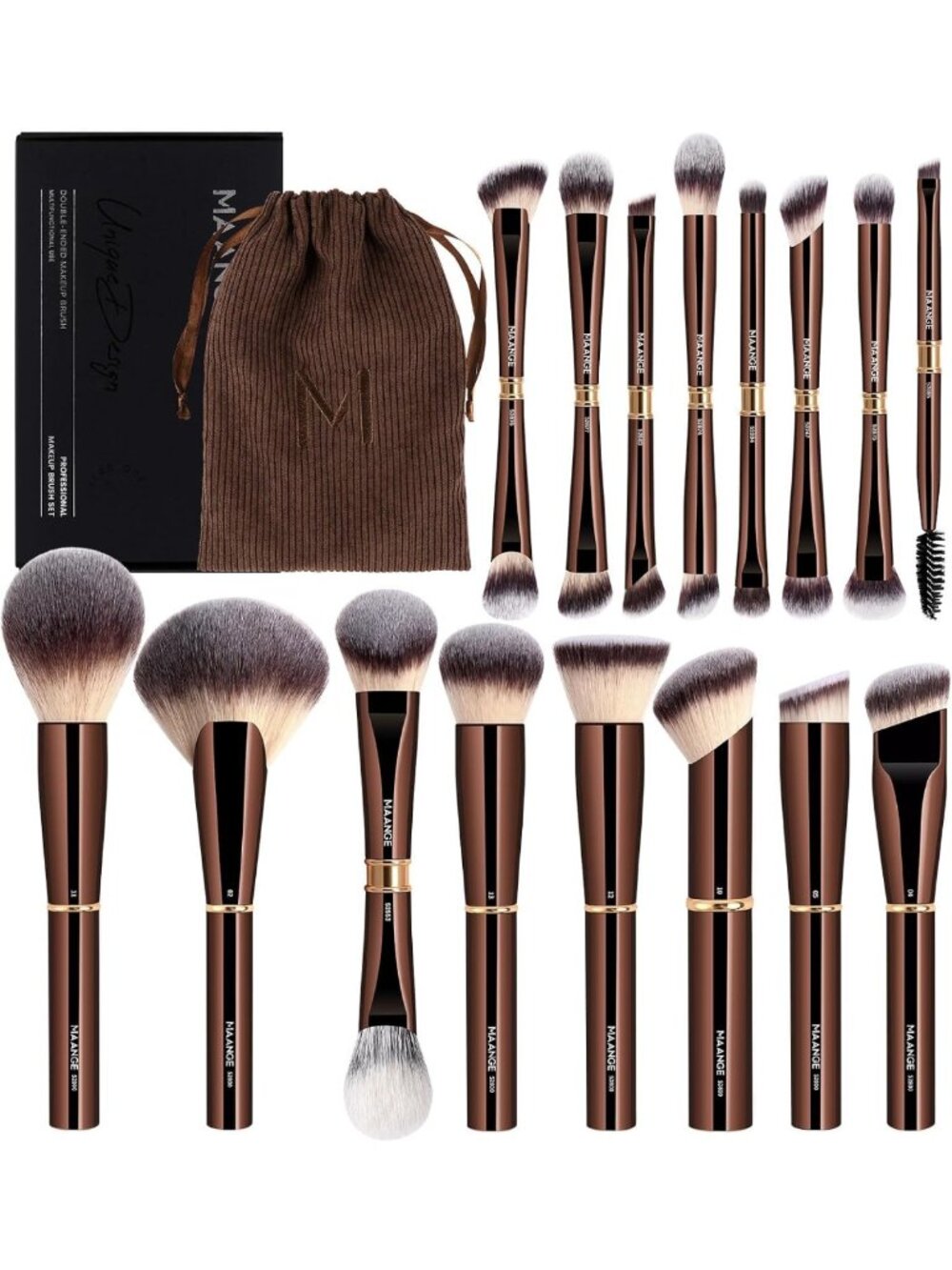 16-Piece Professional Makeup Brush Set for Foundation, Blush, Contour